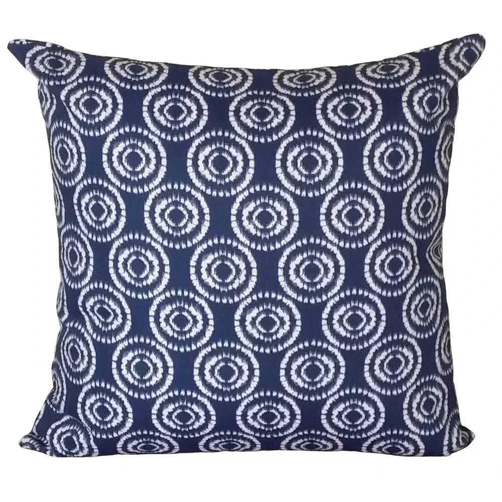 Bryant Throw Pillow Cover 20x20 Zipper Cotton Blue White Nagoya Geo Chambray NEW